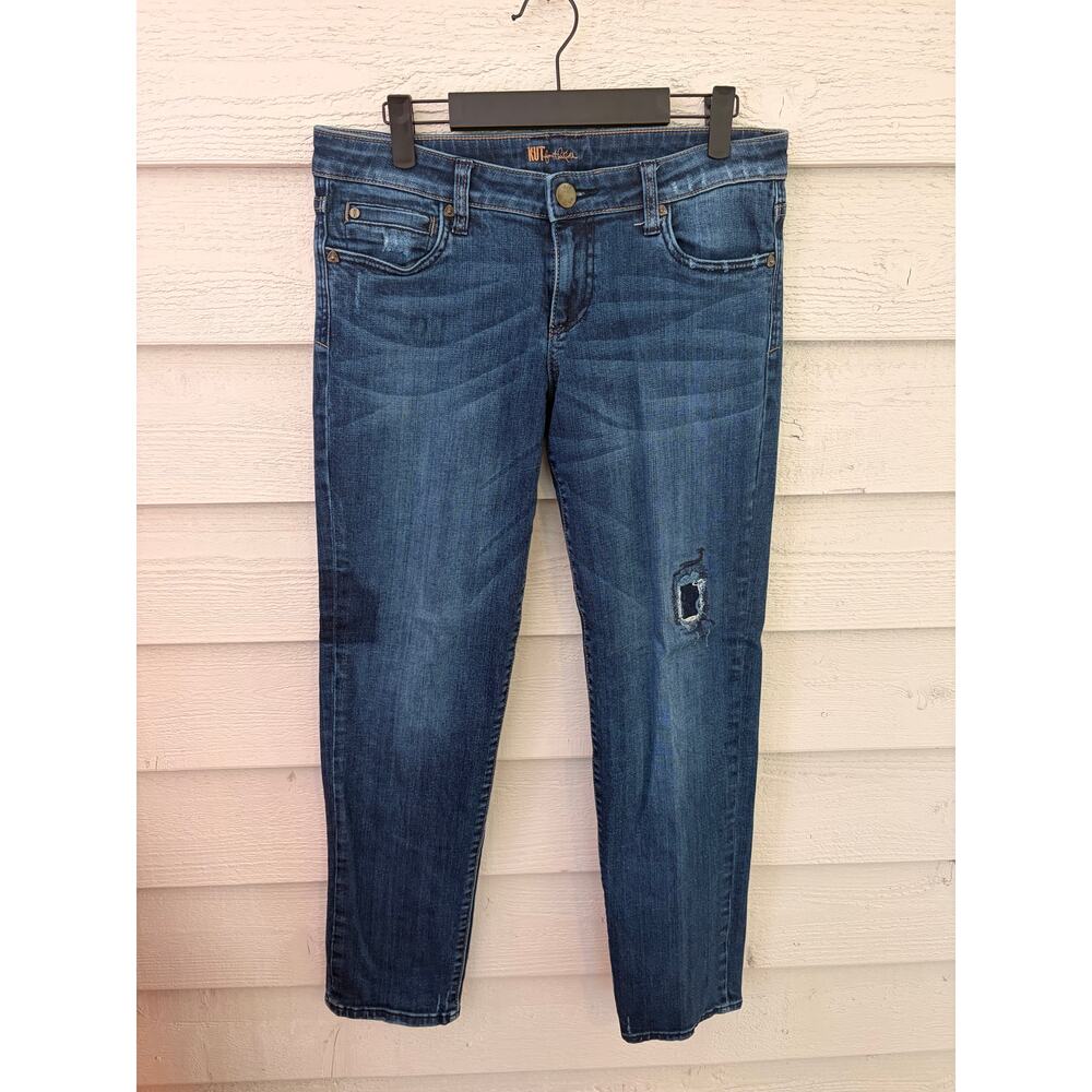 Kut From The Kloth Diana Skinny Jeans Size 6 Dark Wash Distressed Stretch - Picture 2 of 12